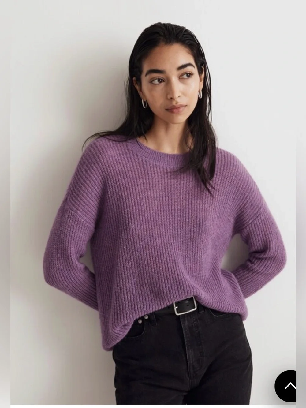Madewell Alpaca Blend Ribbed Crewneck Sweater Amethyst , Small
